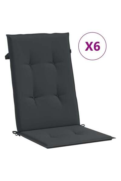 vidaxl Perne pentru scaun cu spătar înalt, 6 bucăți, negre, 120 x 50 x 3 cm, ...