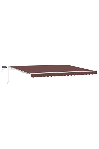 vidaxl Copertină retractabilă manuală cu LED, maro, 450 x 300 cm