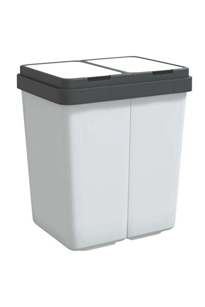 vidaxl Coș de gunoi dublu, alb, 2 x 25 L