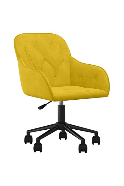 vidaxl Scaun de birou pivotant, galben, catifea