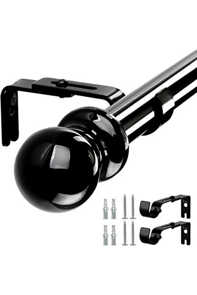 Harrms Bară de Perdea Extensibilă Neagră 76–110 cm, Diametru 25 mm – Metalică...