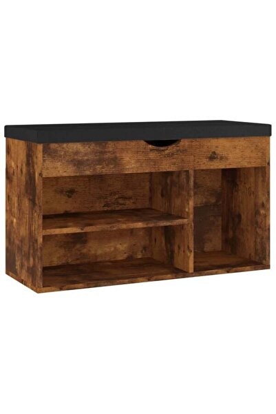 vidaxl Pantofar cu pernă, stejar afumat, 80 x 30 x 47 cm, lemn prelucrat