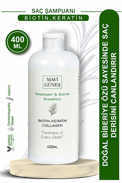 MAVİGÜNEŞKOZMETİK Biberiye Özlü Saç Şampuanı 400 ml – Biotin, Keratin ve Kola...