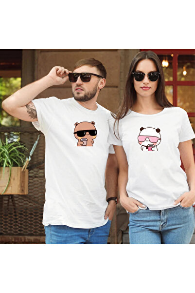 Etoile Studio تي شيرت أبيض للجنسين مطبوع عليه شخصية مع نظارات