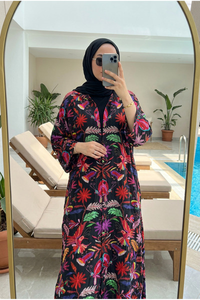 Kirazca Butik Women's Patterned Shirt Collar Buttoned Hijab Shirt Dress