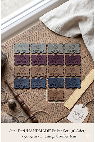 sgshobby Leather Handmade Label Sewable 16 Pieces 4 Different Colors 5 cm X 3...