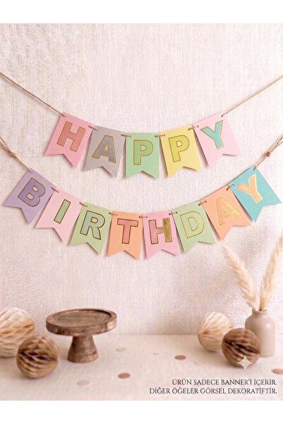 Öz-bal Colorful Happy Birthday Banner Birthday Concept Banner Wall Party Deco...