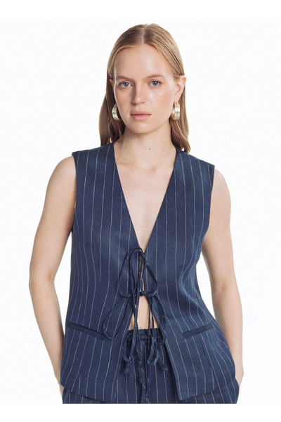 Ted Baker Lacivert Kadın Çizgili Yelek TBWRJC2002