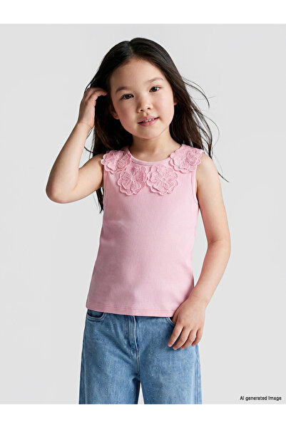 LC Waikiki Floral detailed ribbed tank top for girls