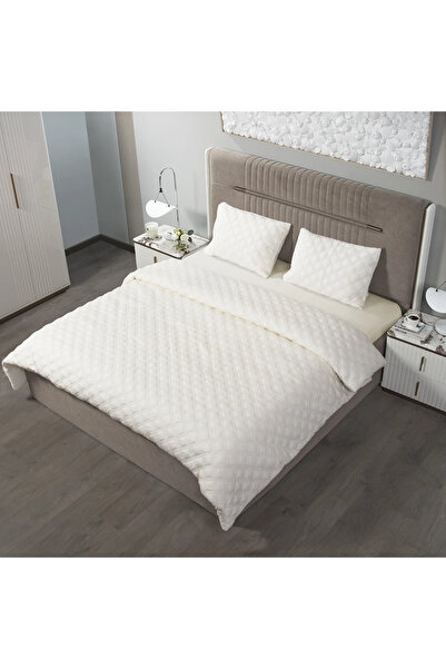 Midas Furniture طقم أغطية سرير جاكار من 4 قطع بلون أبيض مائل للصفرة