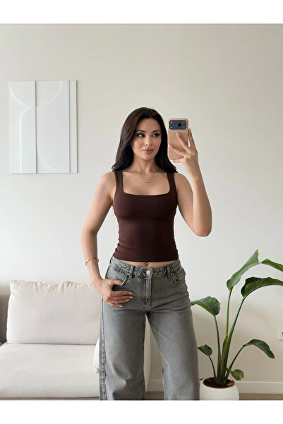 Zoom Butik Ön Arka Kare Crop - KAHVE