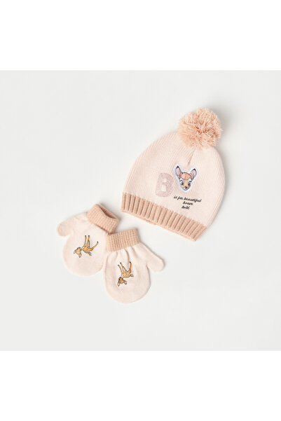 Disney 2-Piece Bambi Embroidered Beanie Cap and Gloves Set