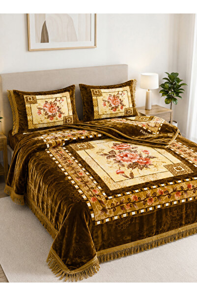 PARRY LIFE Luxury 4-Piece Fleece Bedding Set with Fringe Trim | 4KG Heavy Bla...