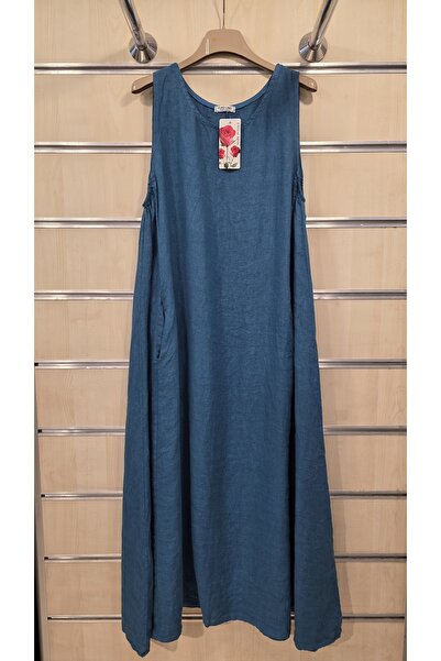 Park Moda Italian Sleeveless Linen Dress Long 100% Linen