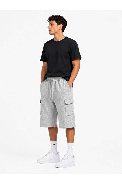 ModaPlaza Men's Elastic Waist Lace-Up Capri with Cargo Pockets 365