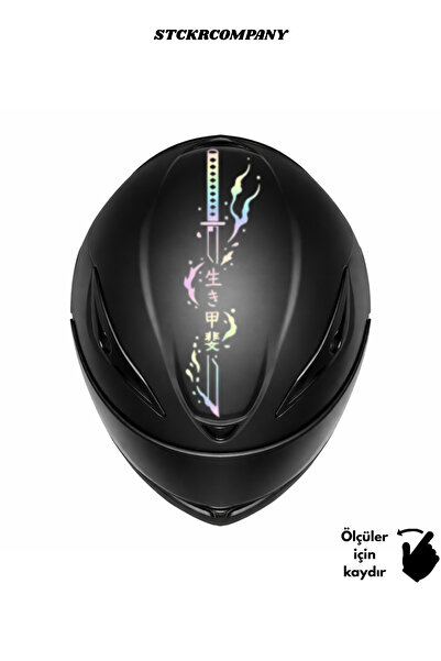 STCKRCO Katana Kask Stickerı - Motor Kaskı Üst Stickerı - Japon Sticker - Kas...
