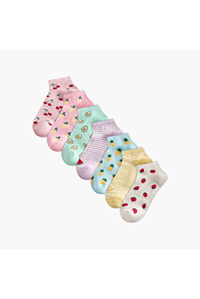 Juniors Pack of 7 Baby Girls Socks Printed