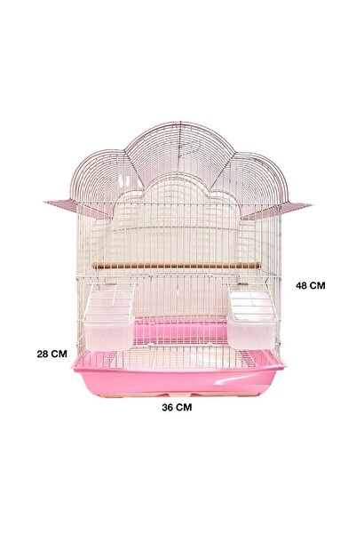 GÖKMER PET Kuş Kafesi Metal 36 x 28 x 48 cm (Yükseklik) – 3 Kapılı, Çift Yeml...