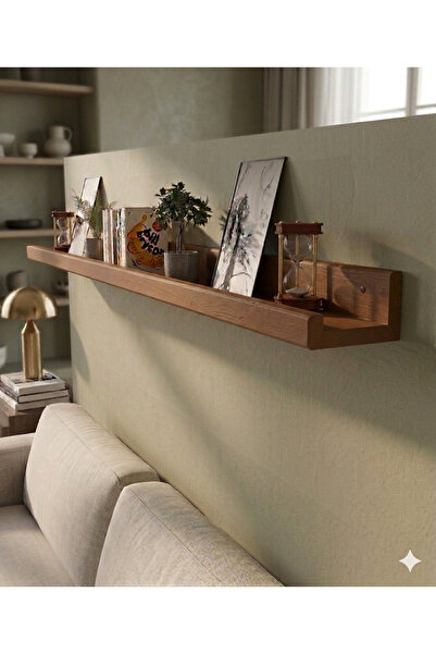 Mutowood 80cm Tekli Çam Ahşap Resim Çerçeve Rafı Duvar Rafı Kitaplık Uçan Raf