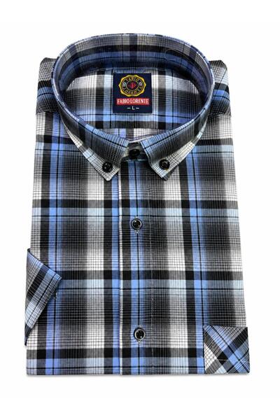 Kuraff Giyim Baba Kare Patterned Single Pocket Short Sleeve Shirt