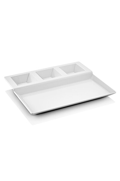 BİODATA 6 Pieces 4-Compartment Melamine Presentation Plate Breakfast Plate wi...