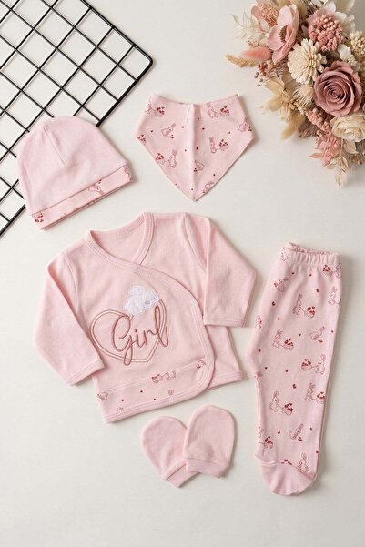 dinamik çocuk Baby Girl 5-Piece Hospital Outfit Set 0-3 Months Newborn Rabbit...