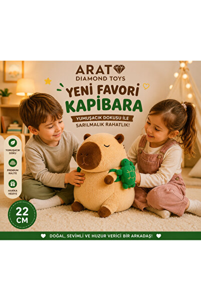 ARAT DİAMOND TOYS CAPYBARA KAPLUMBAĞA ÇANTALI BÜYÜK BOY PELUŞ OYUNCAK 22 cm