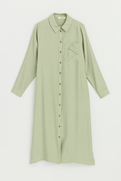 Nihan Comfortable Fit Lyocell Long Tunic - Green