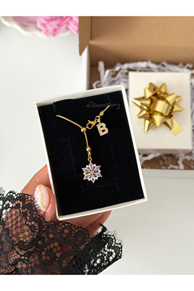 Alis Accessory Harfli nergis çiçeği kolye