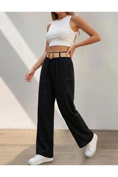 Keten Karışımlı Bol Kesim Pantolon - 39706