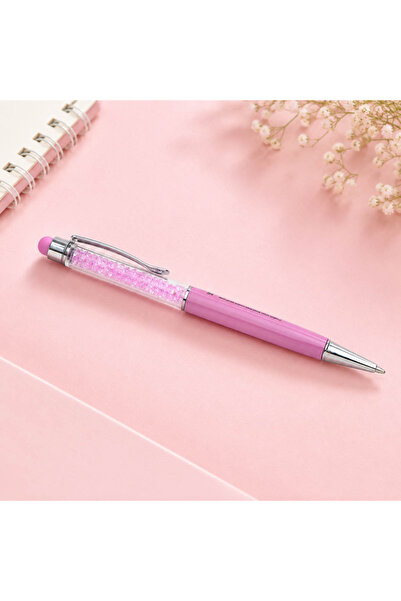 Midi Luxury Pink Crystal Pen with Touch Tip