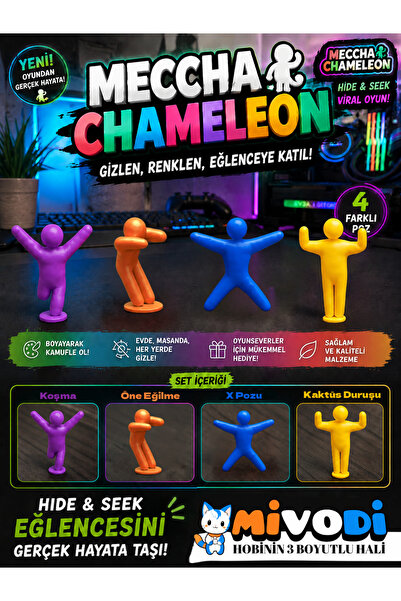 Mivodi Hobinin 3 Boyutlu Hali Meccha Chameleon Mini Figür Seti (4 Figür)