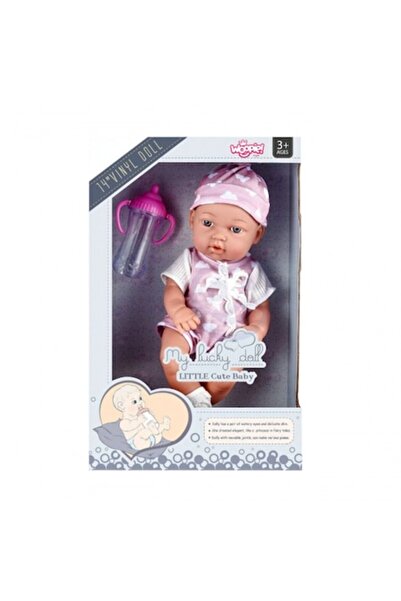 woopie Păpușă, 36 cm, corp moale, set cu biberon, roz