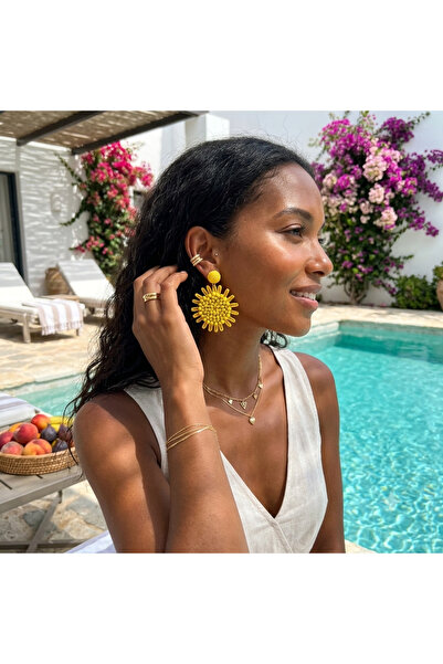 SoulSisco Jewellery Figürlü Hasır Dokulu İri Küpe Bohem Tasarım