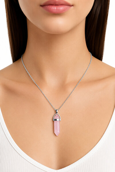 LooRen Butik Natural Stone Detailed Silver Color Elegant Women's Necklace Lrn086