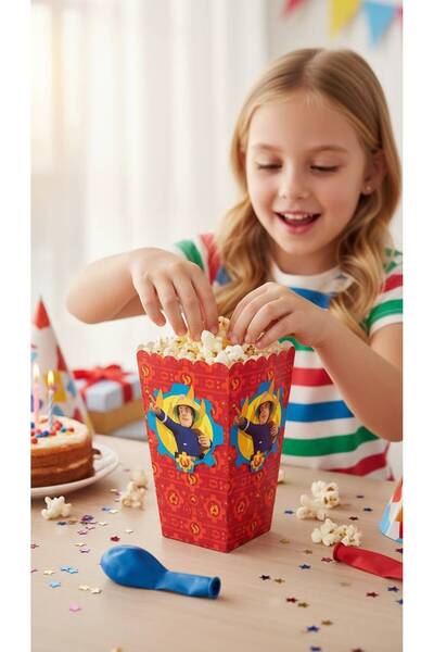 Cadde Süs Fireman Sam Themed Popcorn 8 Pieces Corn Box