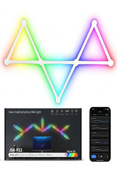 Generic 9PCS Smart RGB Modular Wall Light Lines DIY Splicing LED Bars with Mu...