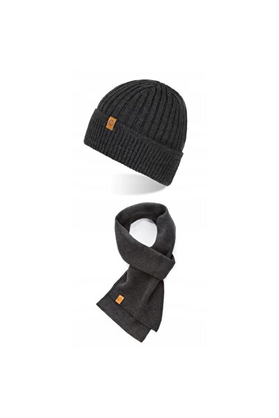 Brødrene Set caciula cu fular Brodrene, Acril, Universal, Gri inchis