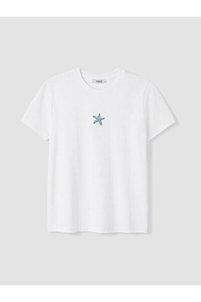 LC Waikiki Nevavm Embroidered 100% Cotton Women's T-Shirt