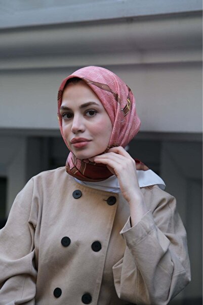 diorel Kelepçe Desen Twill Eşarp-Pembe