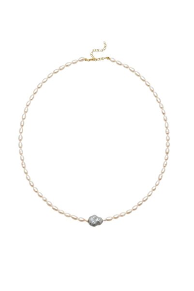 LİNYA JEWELLERY Gri İncili Okyanus İnci Kolye