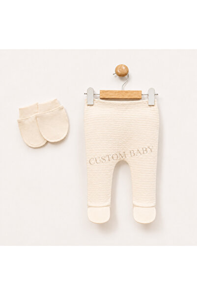 cayzen Custom Baby 5 Parça Fırfır Detaylı Dantelli Triko Görünümlü Yenidoğan Kız Bebek Seti %100 Pamuk Yenidoğan Bebek Hediyesi