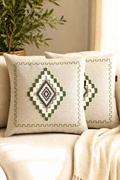 Decomia Home Modern Tufting Punch Embroidered Linen Blend Throw Pillow Cover ...