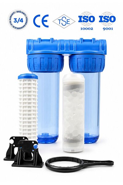 aquafit Bina Daire Girişi 2 li Su Arıtma Sistemi Cihazı Kireç Kum ve Tortu Ön...
