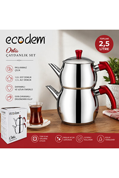 Ladin Home Ecodem Orta Boy Çaydanlık Takımı – Paslanmaz Çelik Çaydanlık Seti ...