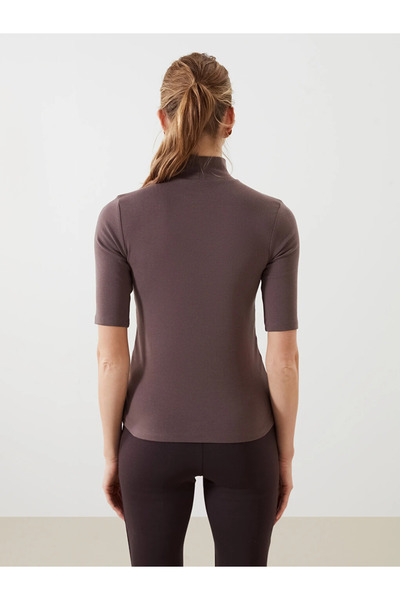 LC Waikiki Brown Stand Collar Women's Bodysuit