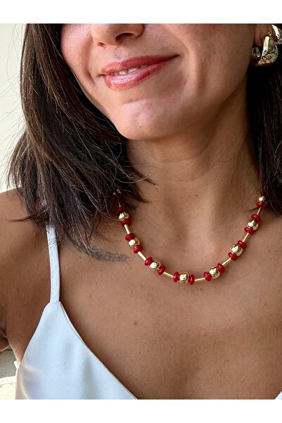 Merishe Jewerly Gold Mercan Bead Gold Design Necklace