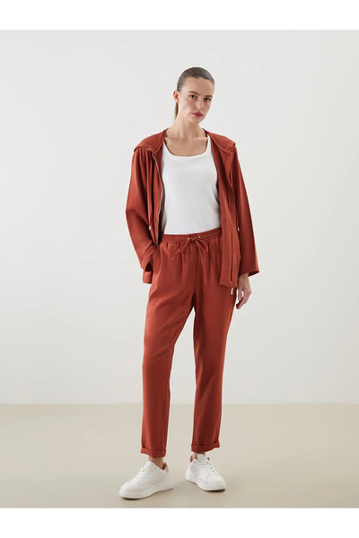 LC Waikiki Brown Elastic Waist Women's Trousers