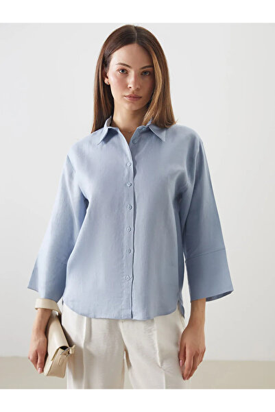 LC Waikiki Blue 100% Linen Women's Shirt
