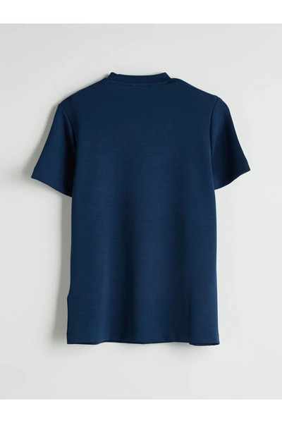 LC Waikiki Navy Blue High Collar Modal Blend Women's T-Shirt